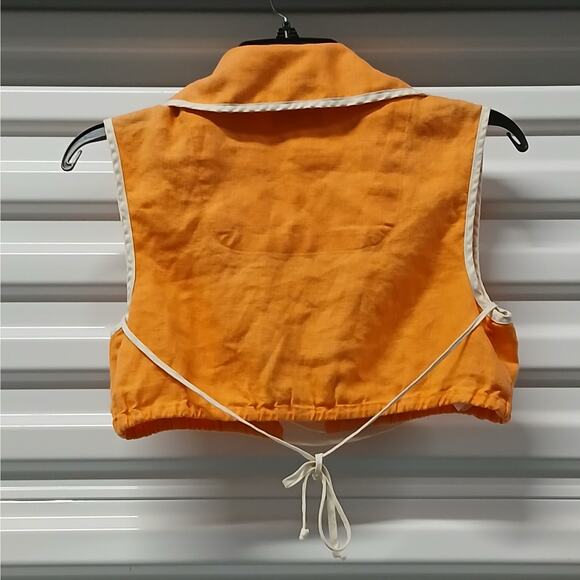 Matthew Bruch Sleeveless Wrap Linen Crop Top Women's Size 1(US XS) Orange Luxury - Picture 4 of 6